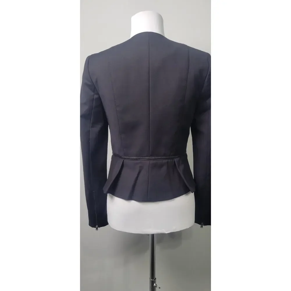 bebe Black‎ Peplum Zippered Jacket Size 6 (small)
